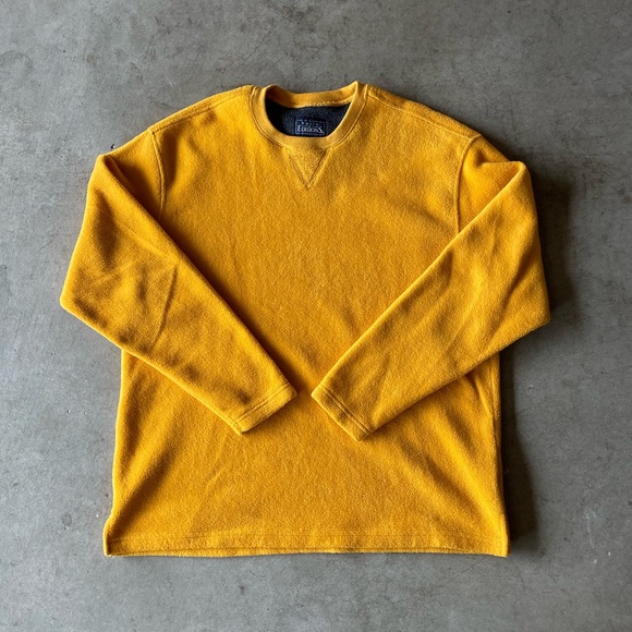 Basic Editions 90s Crew Neck Yellow/Gold Textured Sweatshirt/Sweater Mens Large - Picture 2 of 5